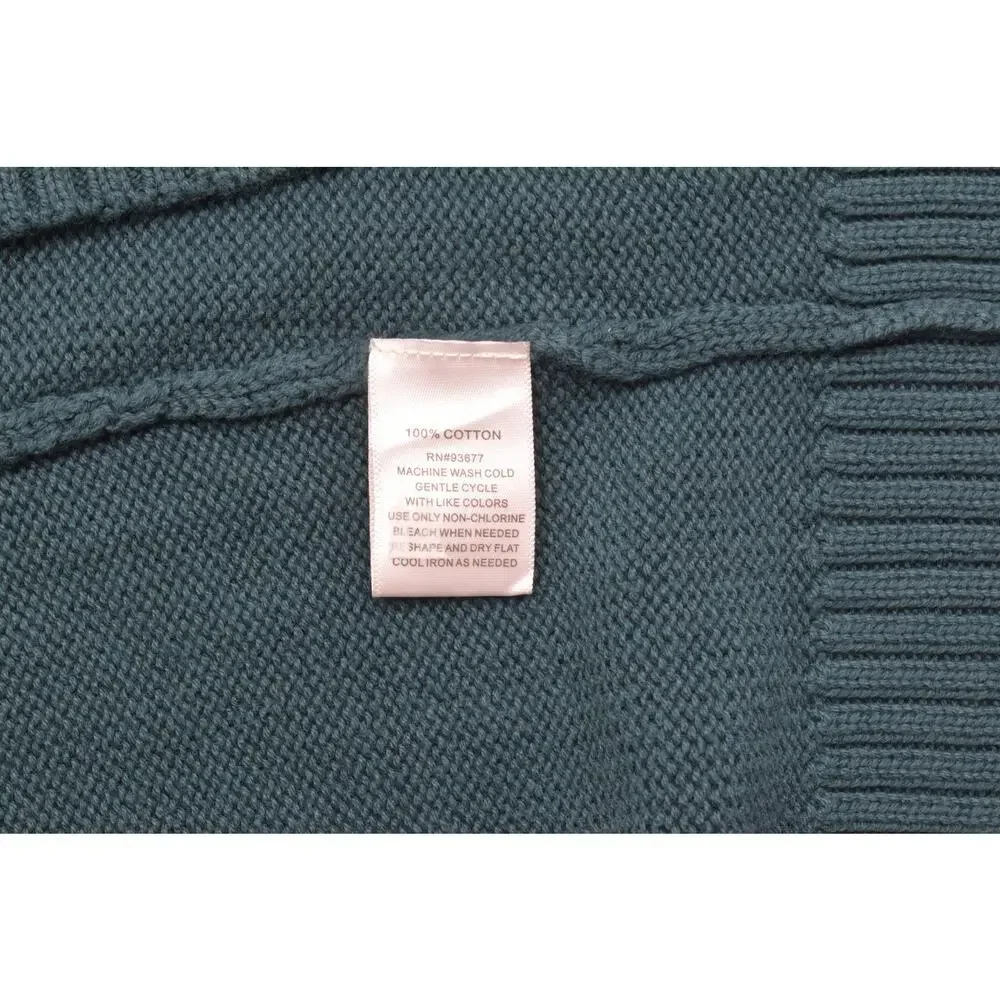 St. John's Bay 3XL Mens Quarter Zip Pullover Sweater Teal Green 100% Cotton Big